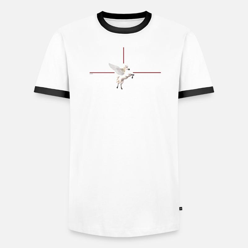 Licorne ailée devant des lignes rouges T-shirt contrasté Homme
