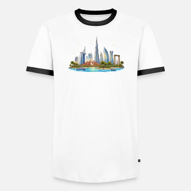 Skyline du front de mer de Dubaï T-shirt contrasté Homme