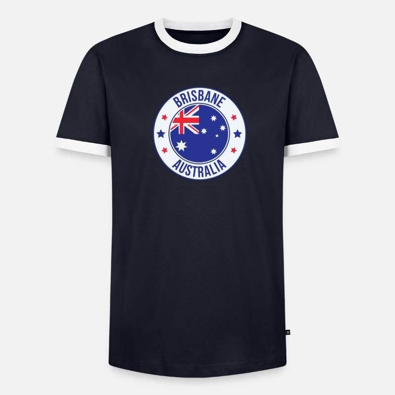 Brisbane Australia Emblem Patch Men's Ringer Shirt