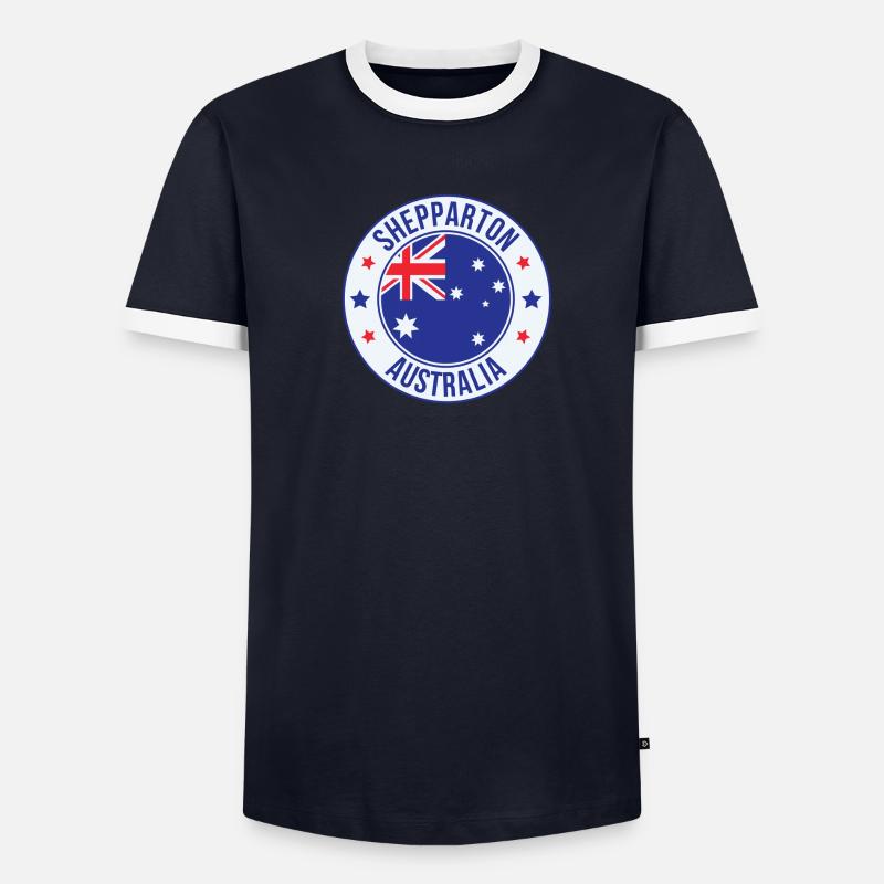 Shepparton Australien Runde Flaggenemblem Männer Kontrast-T-Shirt