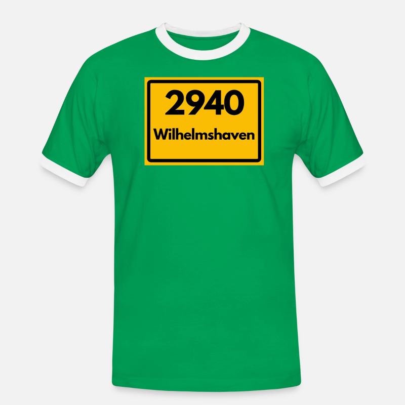 OLD POSTCODE POSTCODE RETRO 2940 WILHELMSHAVEN - Men's Ringer Shirt - kelly green/white