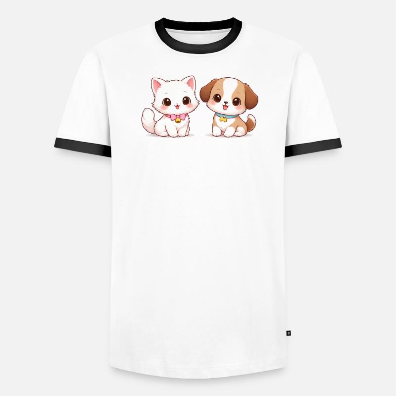 Dessin Chat Chien T-shirt contrasté Homme