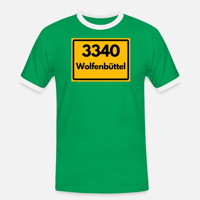 OLD POSTCODE POSTCODE RETRO 3340 WOLFENBÜTTEL - Men's Ringer Shirt - kelly green/white