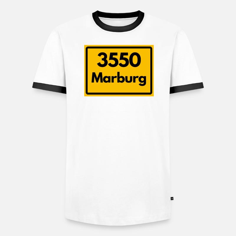 OLD POSTCODE ZIP CODE RETRO 3550 MARBURG Men's Ringer Shirt