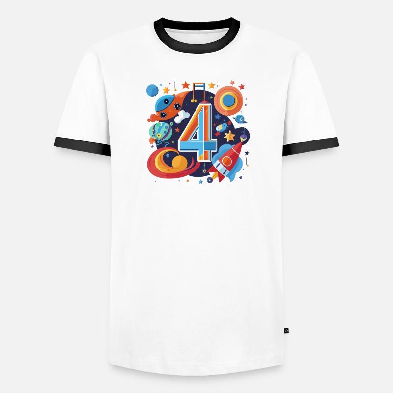 Monde de fusées du 4e anniversaire de l’espace T-shirt contrasté Homme