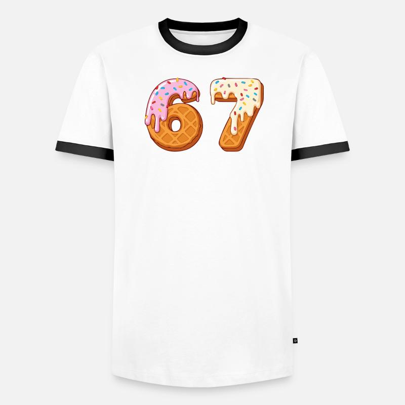 67 - Siebenundsechzig Nummer 67 Waffle Ic-e Cream Six Männer Kontrast-T-Shirt