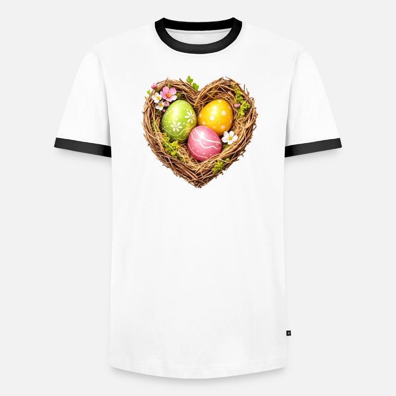 Heart-shaped Easter basket with eggs Men's Ringer Shirt