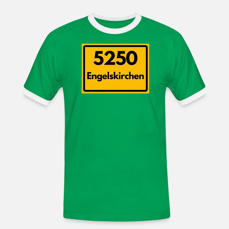 OLD POSTCODE POSTCODE RETRO 5250 ENGELSKIRCHEN - Men's Ringer Shirt - kelly green/white