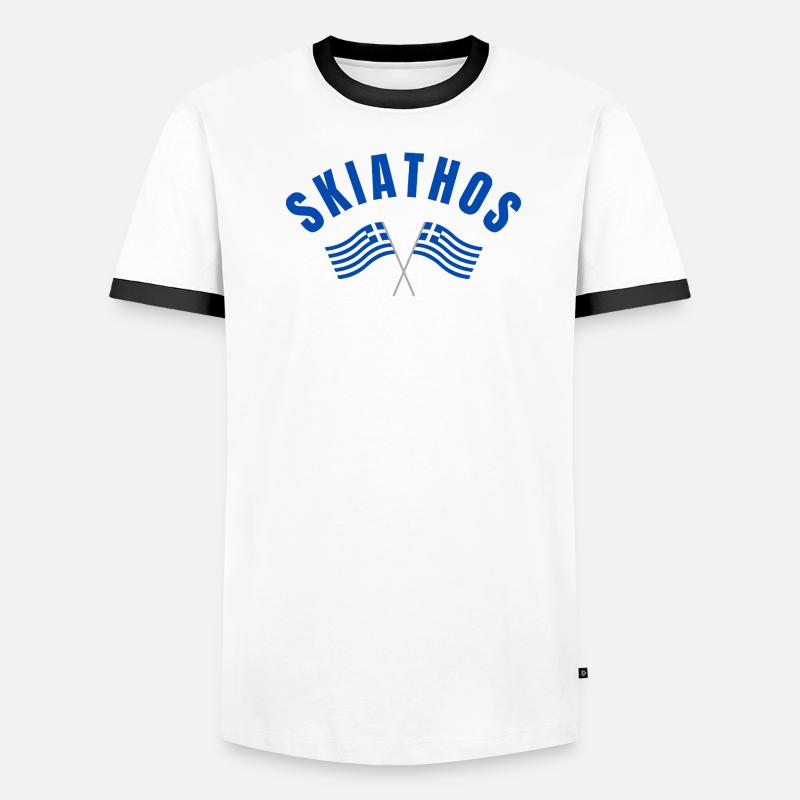 Skiathos a traversé les drapeaux grecs T-shirt contrasté Homme