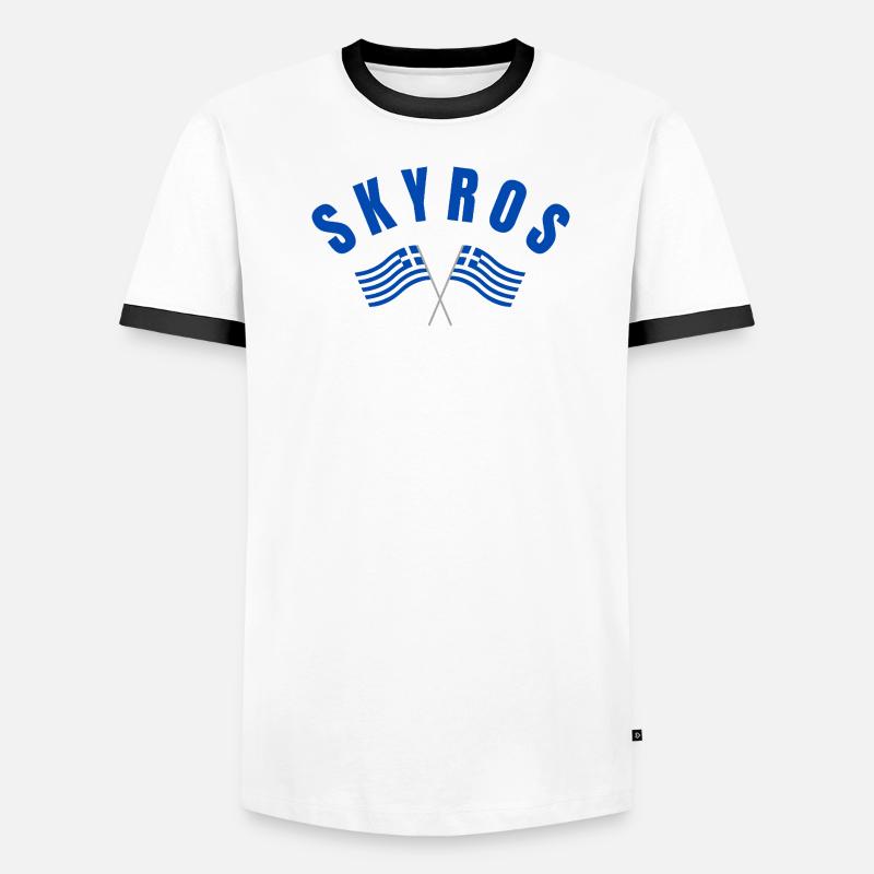 Drapeaux croisés grecs de Skyros T-shirt contrasté Homme