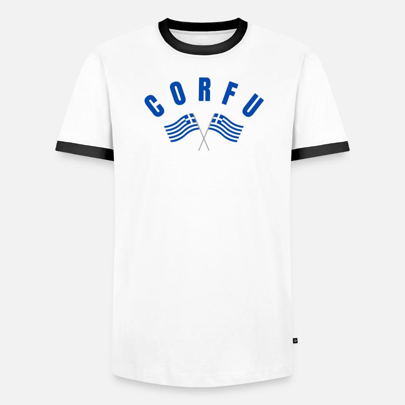 Corfou avec drapeaux grecs croisés T-shirt contrasté Homme