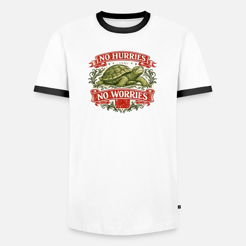Pas de précipitation, pas de souci, tortue. T-shirt contrasté Homme