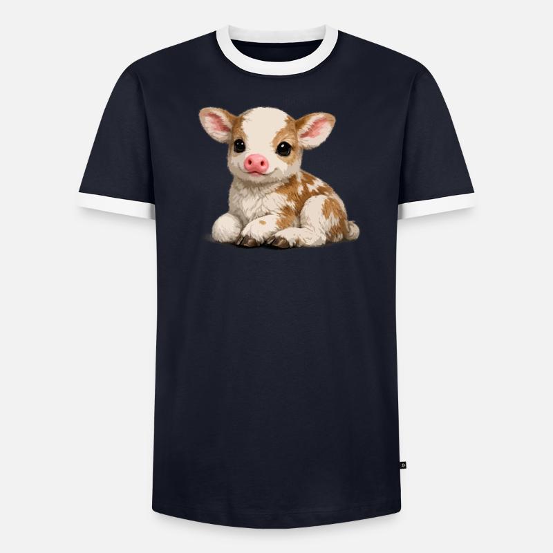 Süßes Kalb-Kuscheltier Männer Kontrast-T-Shirt