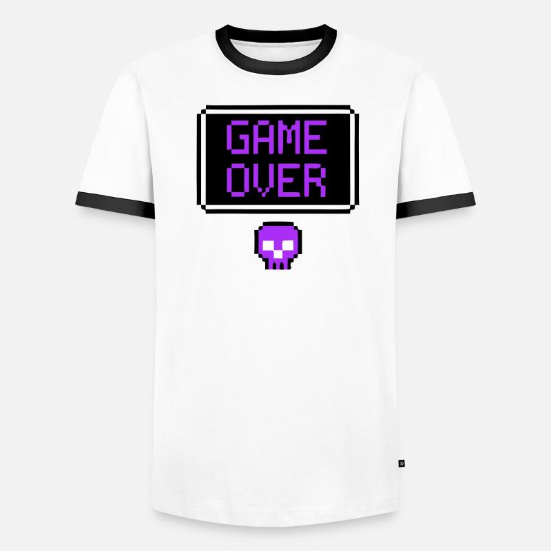 Game Over Skull Pixel Art Men's Ringer Shirt