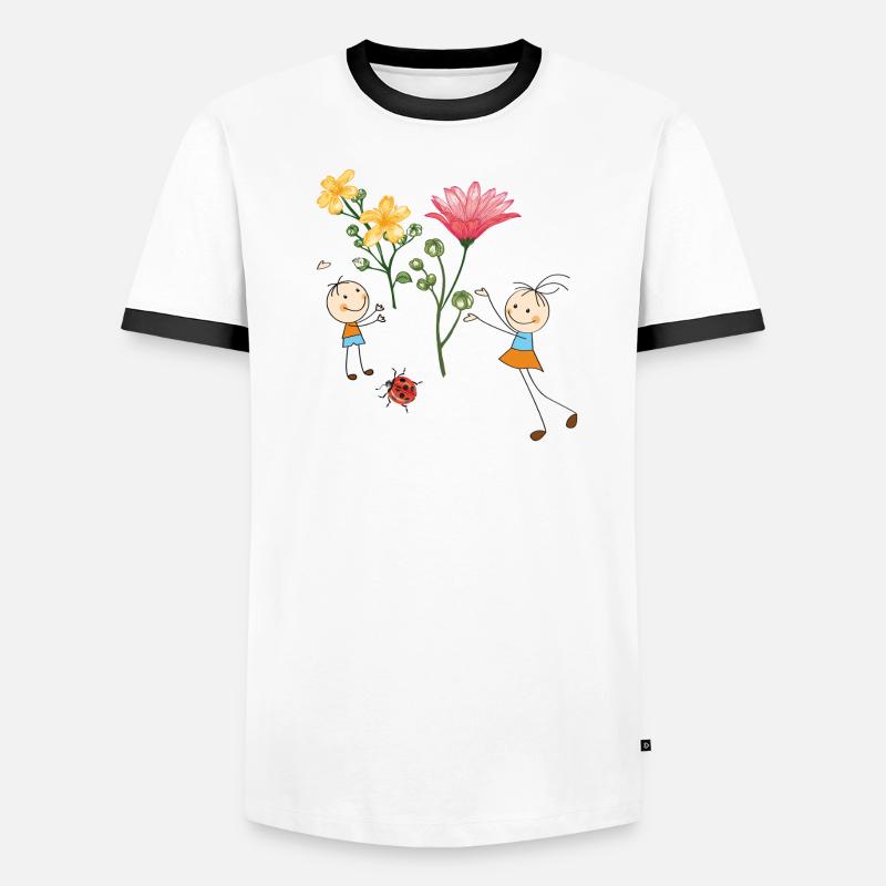 Acclamations d’enfants avec des fleurs colorées T-shirt contrasté Homme