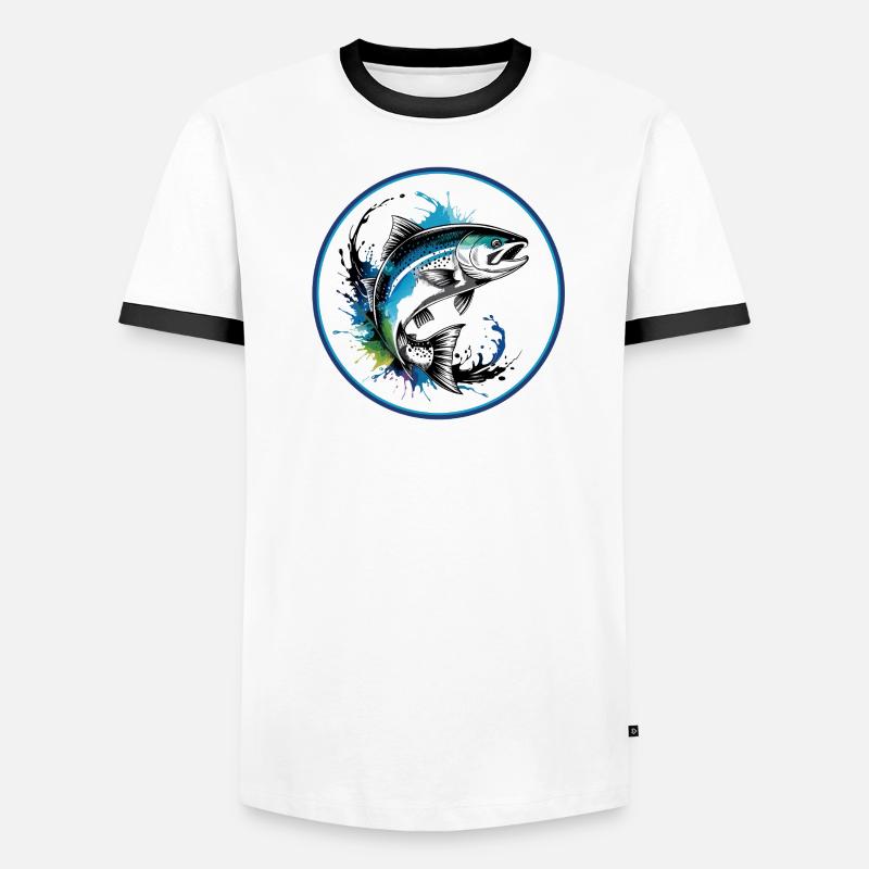 Springender Lachs Männer Kontrast-T-Shirt
