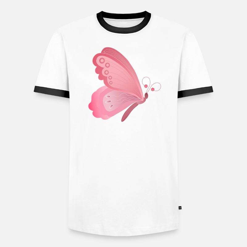 Conception d’ailes de papillon rose T-shirt contrasté Homme