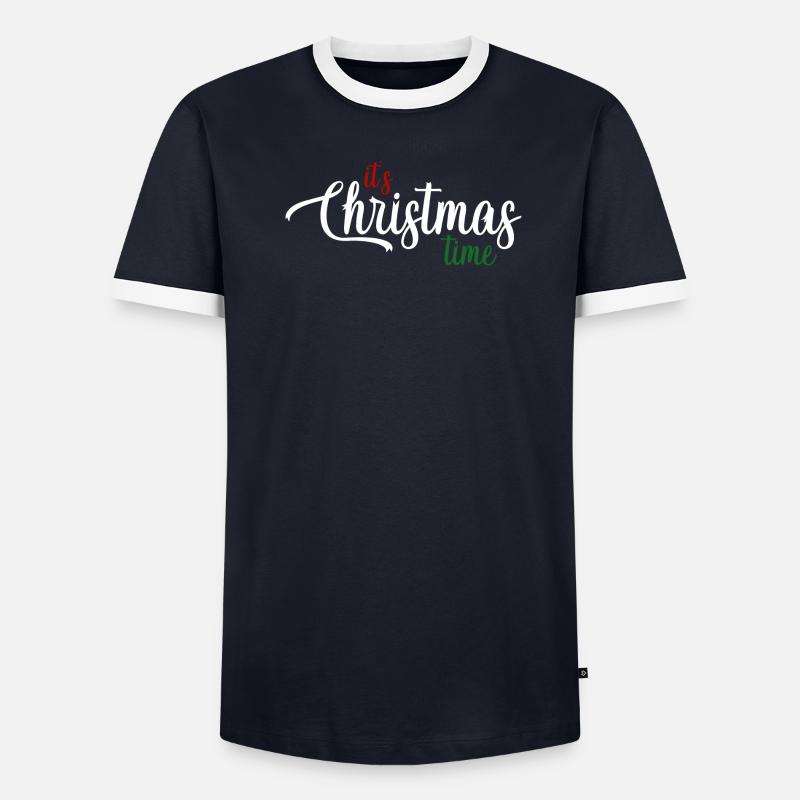 Kersttijd script: It’s Christmas Time - Men's Ringer Shirt - undefined