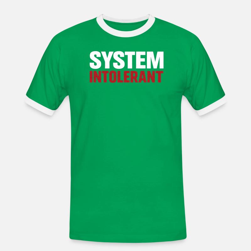 System Intolerant – Starkes Statement Design - Männer Kontrast-T-Shirt - Kelly Green/Weiß