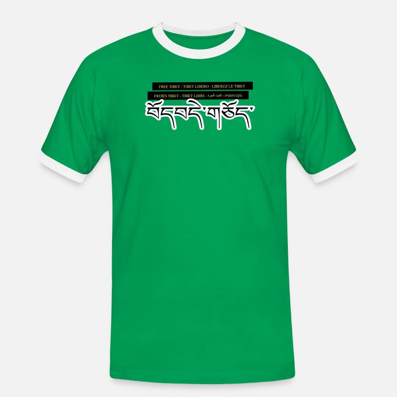 Multi Tibet - Männer Kontrast-T-Shirt - Kelly Green/Weiß