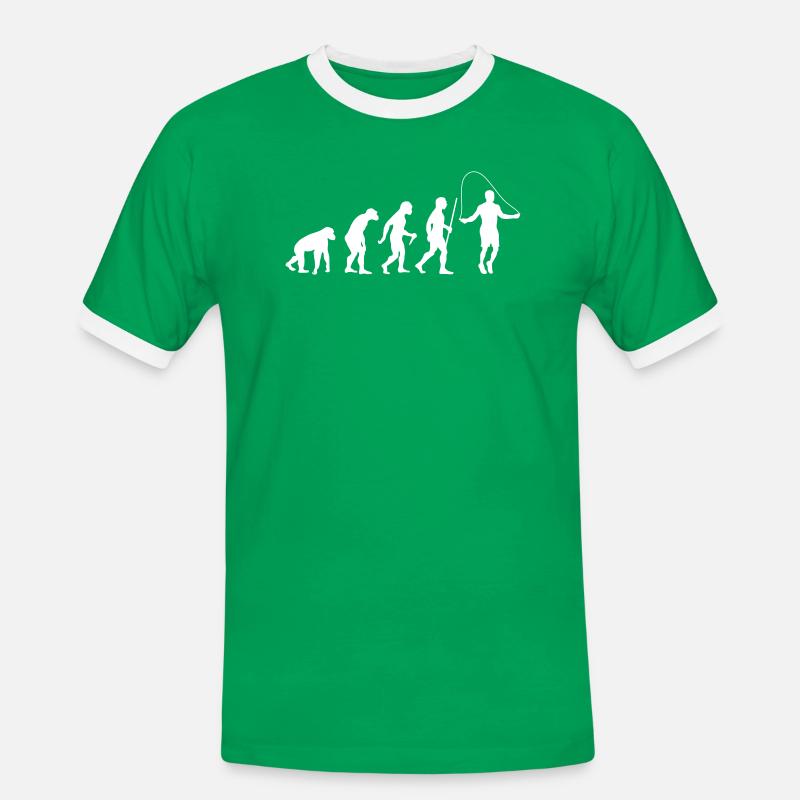 Evolution Rope Skipping - Männer Kontrast-T-Shirt - Kelly Green/Weiß