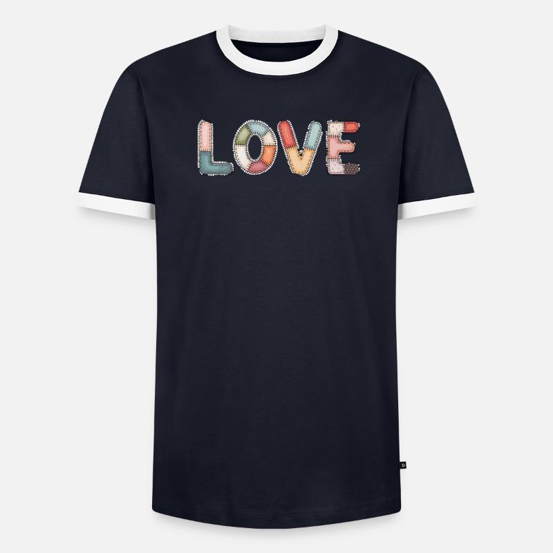 Love Patchwork Nähen Handarbeit Design - Männer Kontrast-T-Shirt - undefined