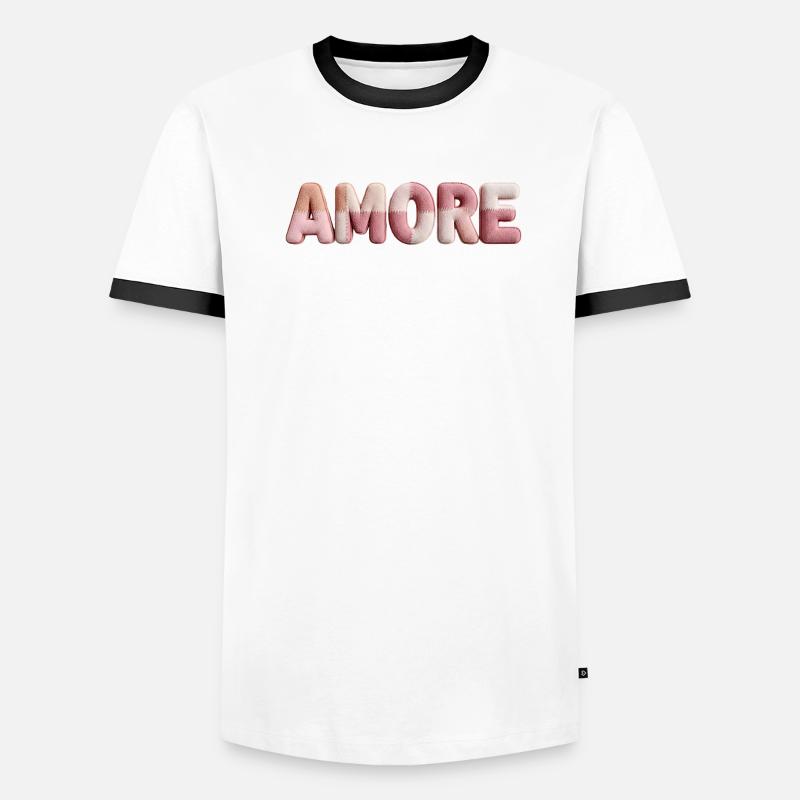 Amore Romantic Font Design Patchwork Men's Ringer Shirt