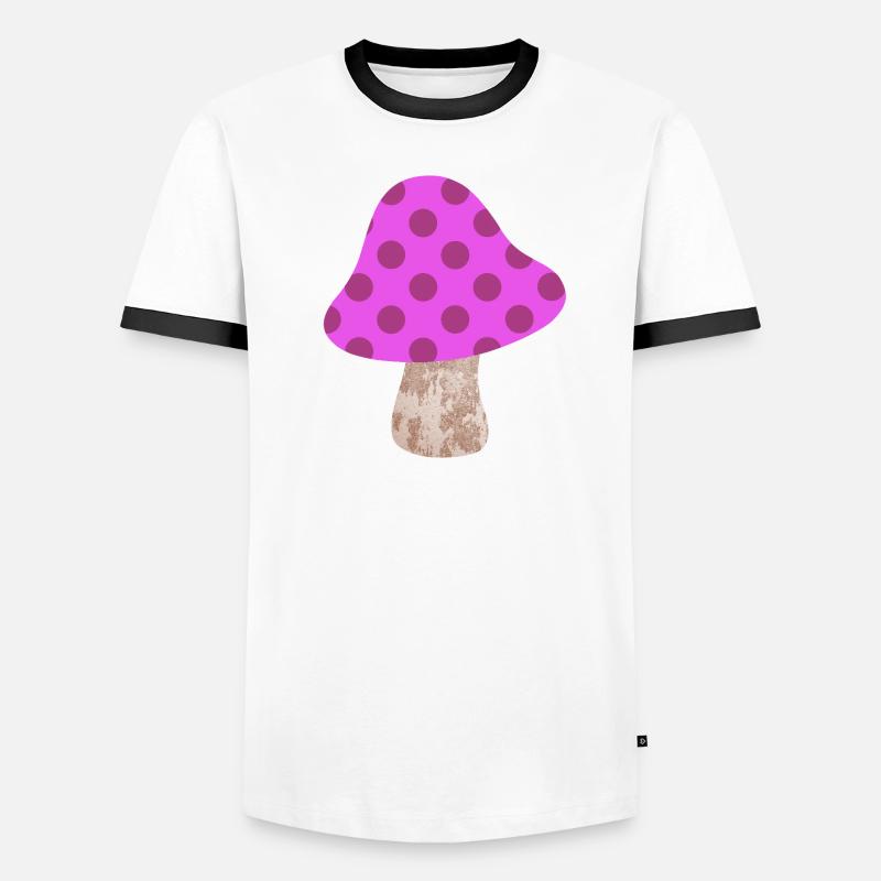 Motif de points champignons Points Points Roses Bonheur de la chambre de bébé T-shirt contrasté Homme