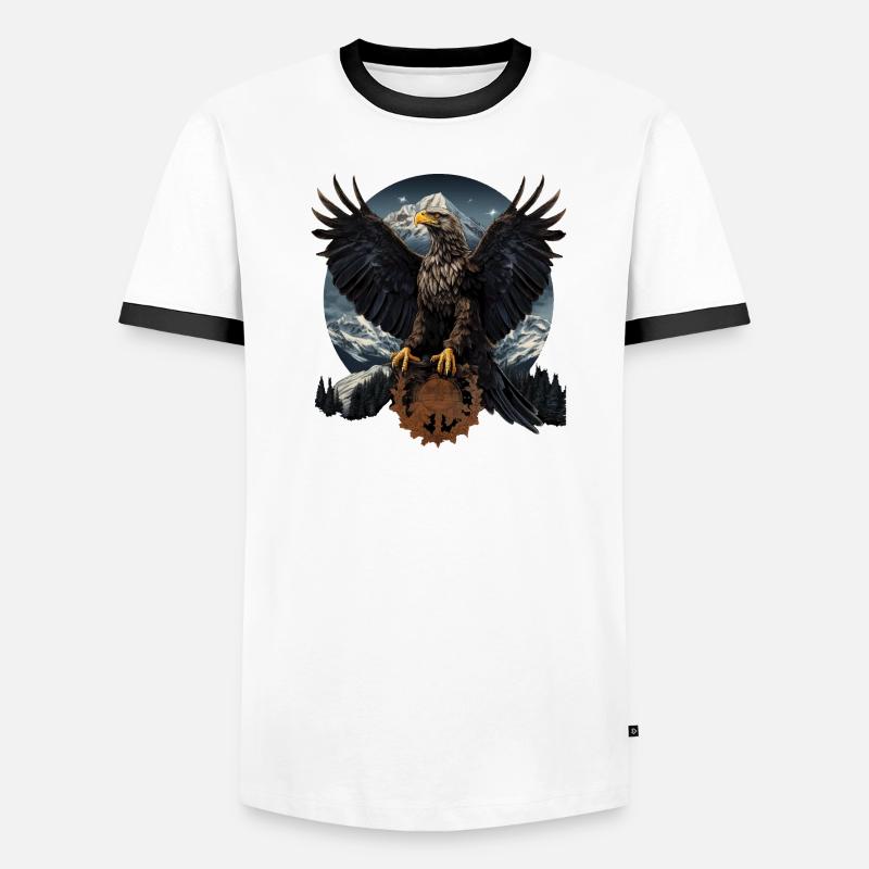 Golden Eagle with Mountain Eagle Design Men's Ringer Shirt