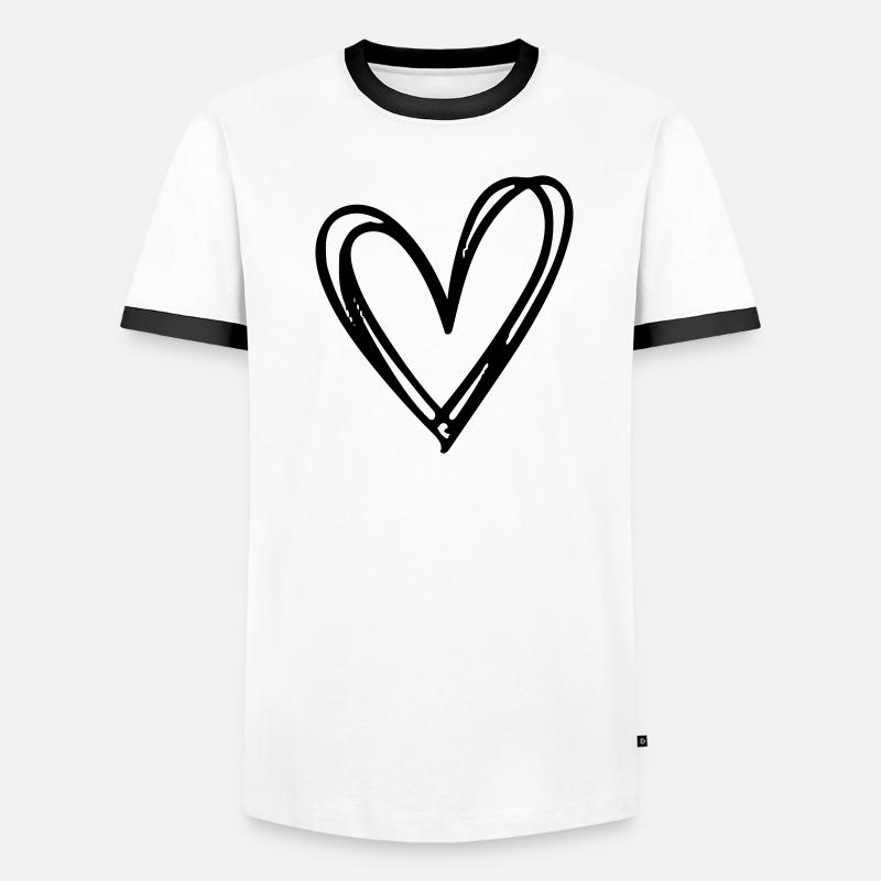 Herz Männer Kontrast-T-Shirt