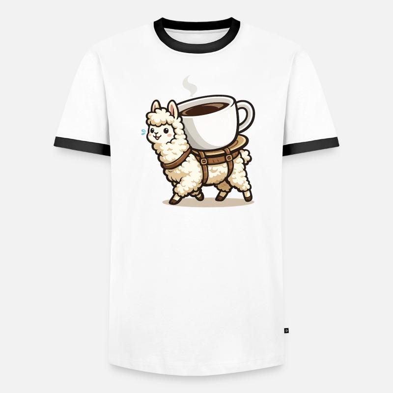 Kaffee Llama Trage-Design Männer Kontrast-T-Shirt