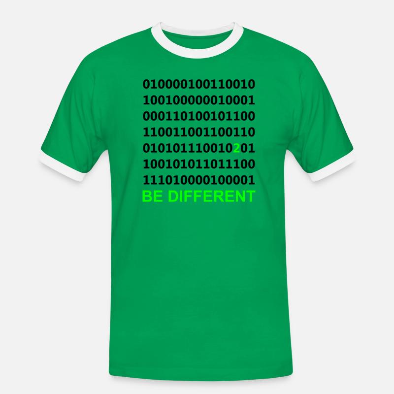 Be Different - Binary - Digital - Men's Ringer Shirt - kelly green/white