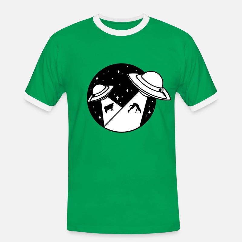 UFO - Männer Kontrast-T-Shirt - Kelly Green/Weiß