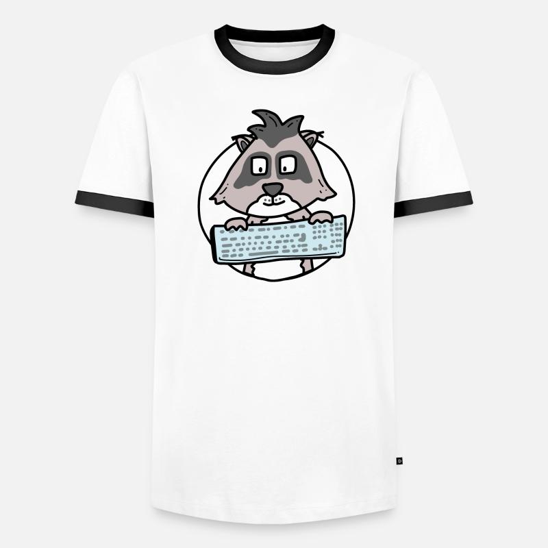 Raton laveur avec clavier / bureau / ordinateur nerd T-shirt contrasté Homme