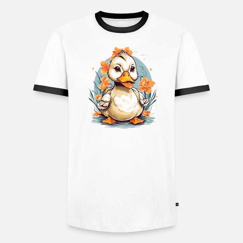 Canard mignon avec des fleurs T-shirt contrasté Homme