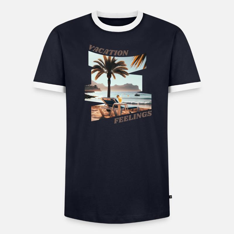 Sentiments de vacances Escapade à la plage T-shirt contrasté Homme