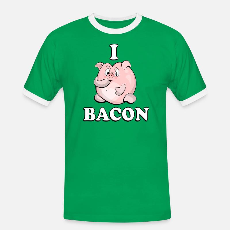 Bacon Pig - Men's Ringer Shirt - kelly green/white