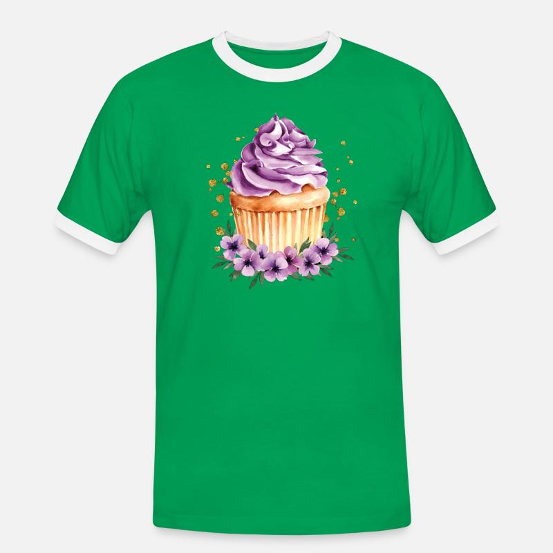 cupcake - Men's Ringer Shirt - kelly green/white