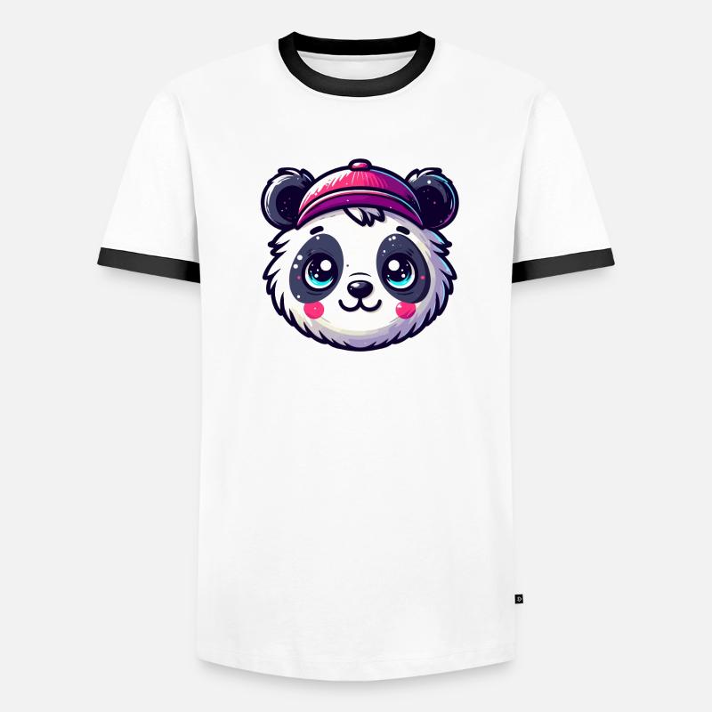 Panda Head with Cap Men's Ringer Shirt