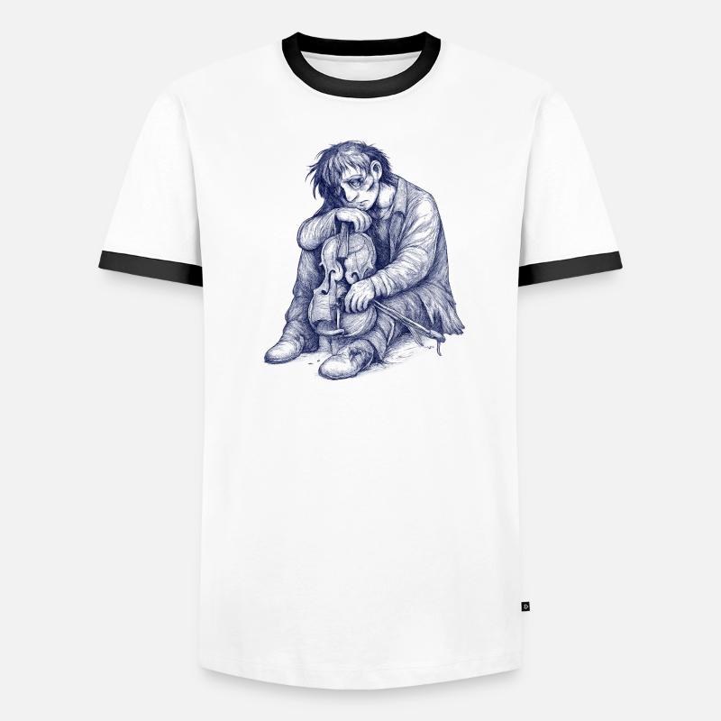 Melancholic Violin Sketch Men's Ringer Shirt