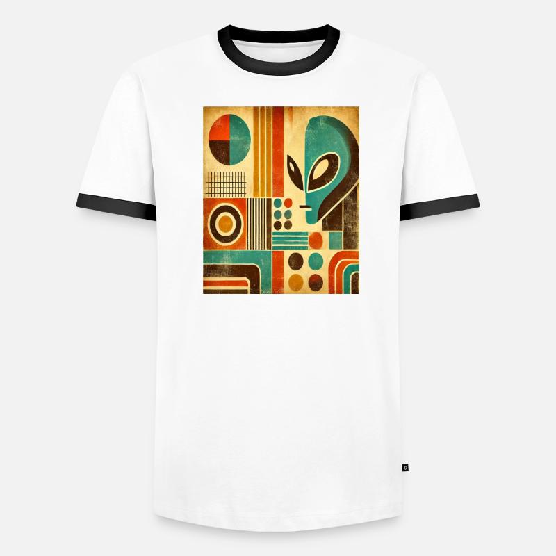 Retro abstract image with Alien face. Men's Ringer Shirt