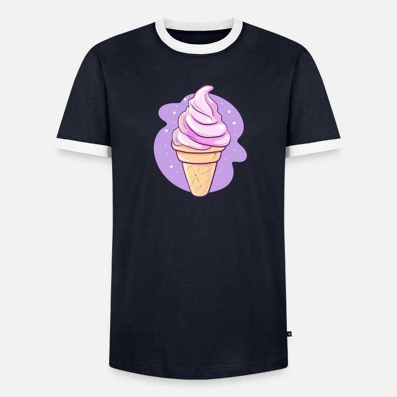Pinkes Softeis Männer Kontrast-T-Shirt
