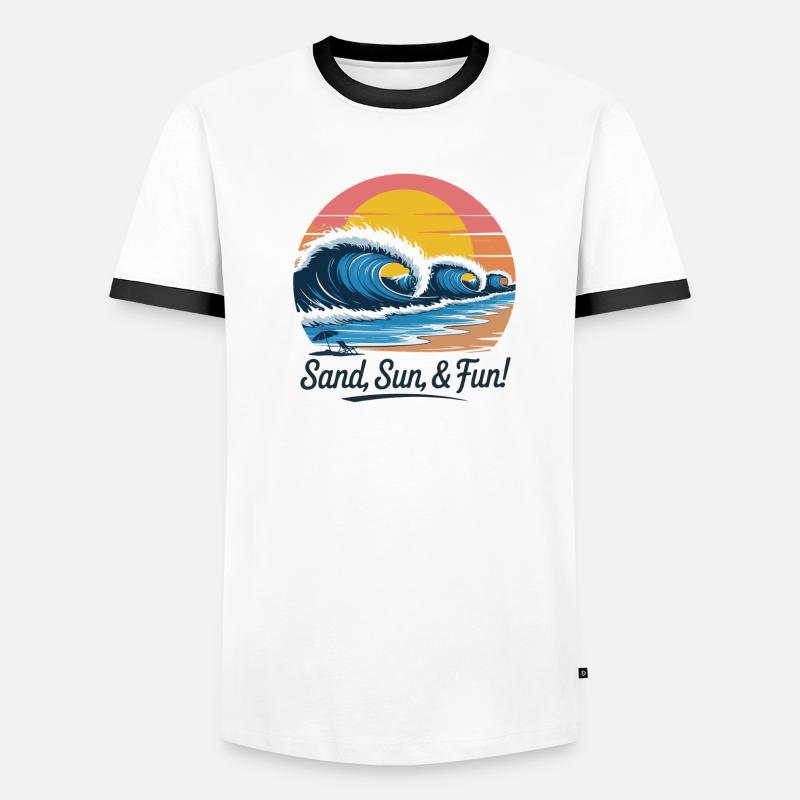 Retro Beach Wave Sunset Men's Ringer Shirt