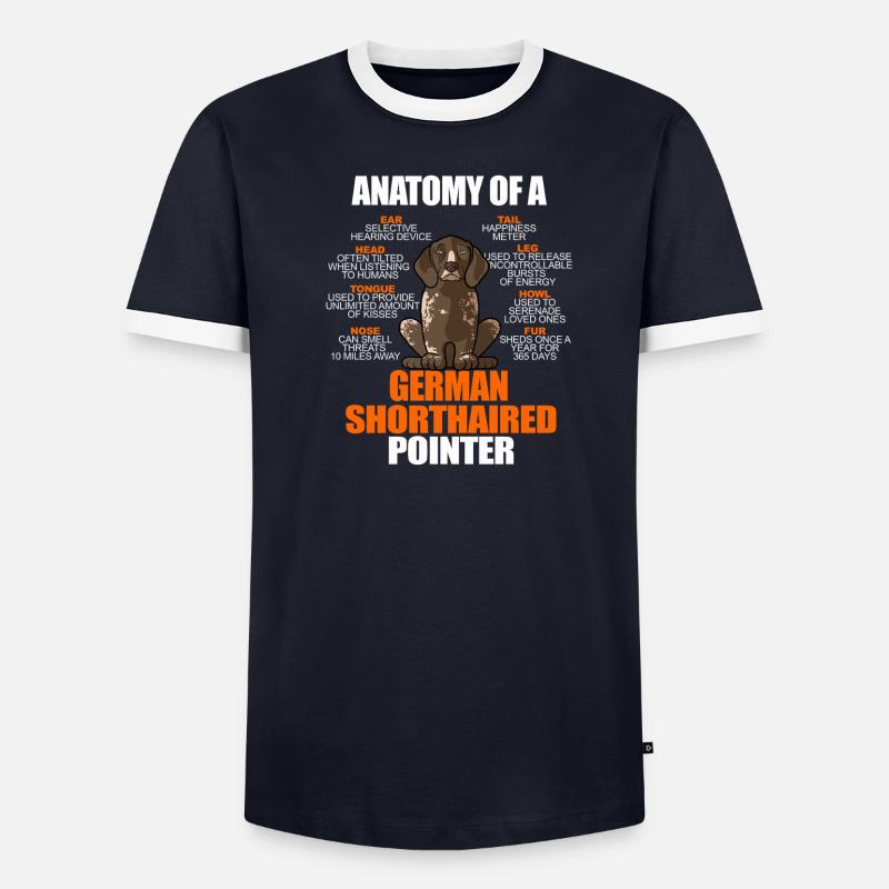 Anatomie eines Deutschen Kurzhaar-Pointers Lustiges GSP - Männer Kontrast-T-Shirt - undefined