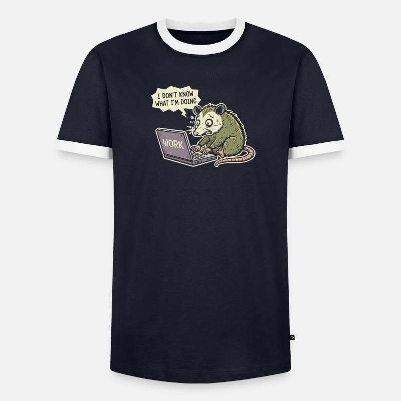 Rat confus devant un ordinateur portable en travaillant T-shirt contrasté Homme