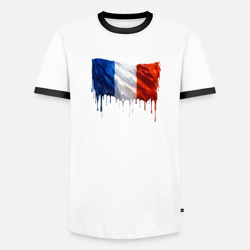 Drapeau français couleur colorée T-shirt contrasté Homme