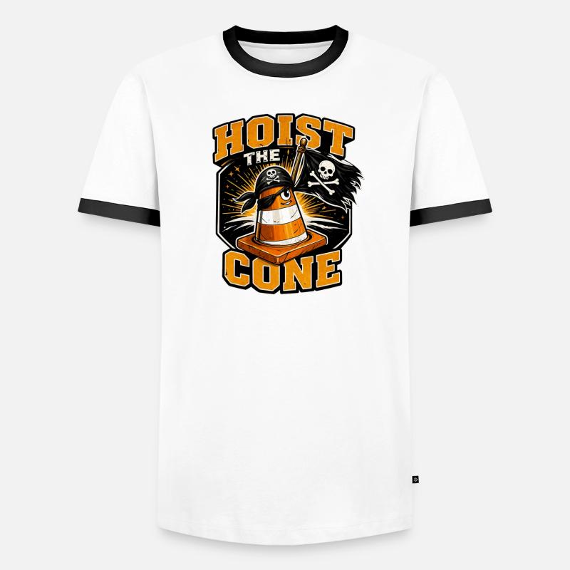Construction Worker Road Construction Traffic Cone Men's Ringer Shirt