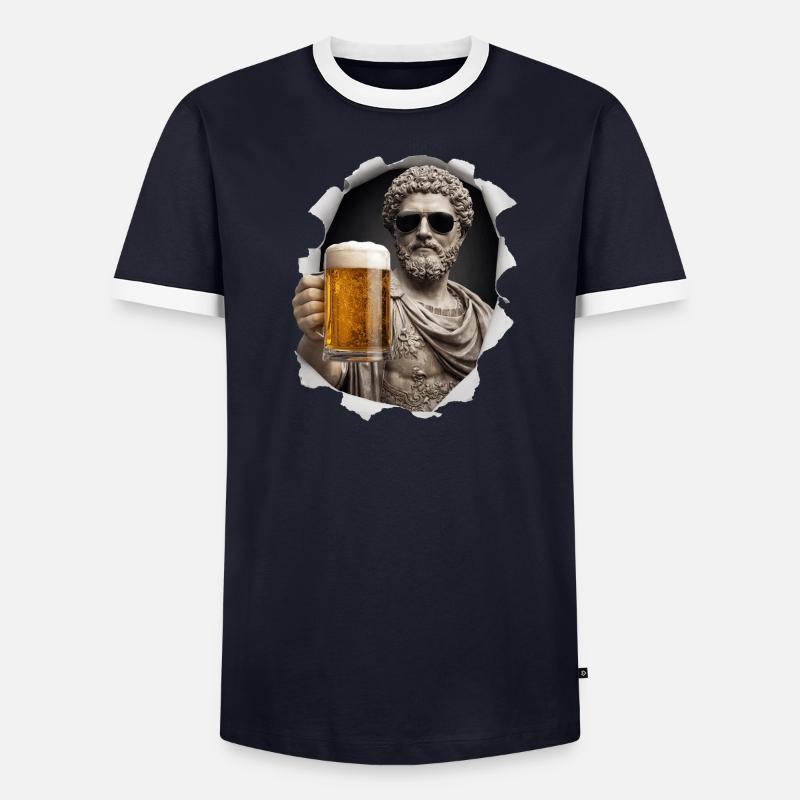 Marcus Aurelius mit Sonnenbrille und Bier - Männer Kontrast-T-Shirt - undefined