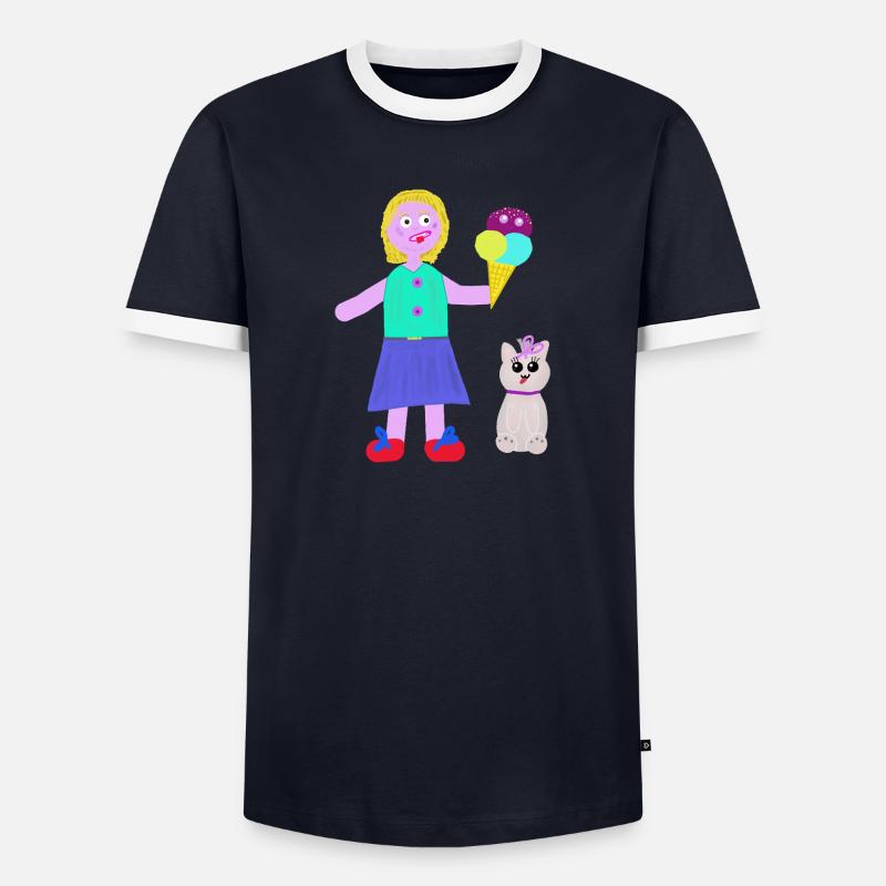 Eiscreme-Mädchen Eiscreme Eiswaffel Eis - Männer Kontrast-T-Shirt - undefined
