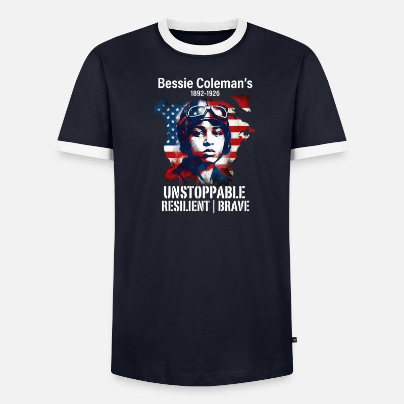 Bessie Coleman Pionnière courageuse de l’aviation T-shirt contrasté Homme